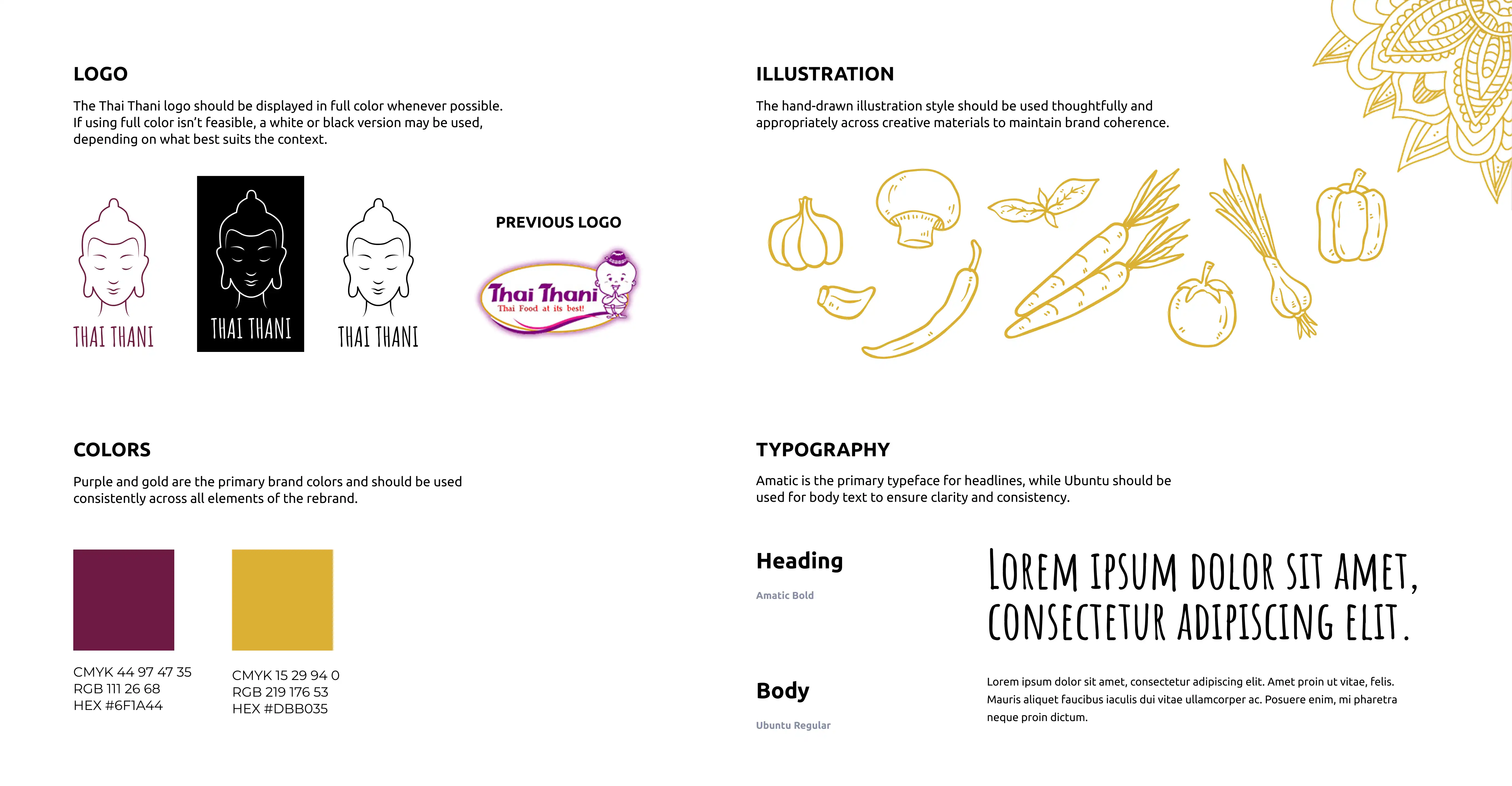 Thai Thani Rebrand Logo, colors, illustration and typography